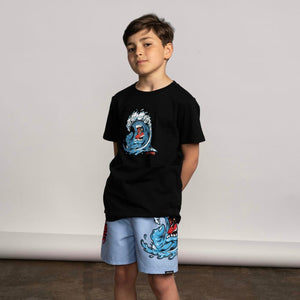 Santa Cruz Youth Screaming Wave Front T-Shirt Black
