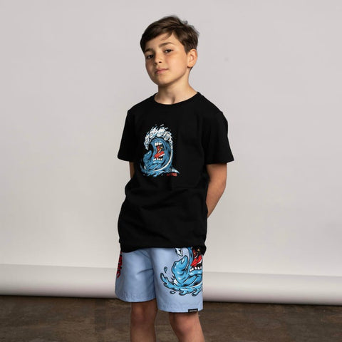 Santa Cruz Youth Screaming Wave Front T-Shirt Black