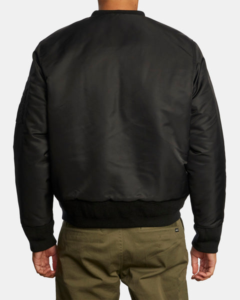 RVCA Mark Oblow Va-1  Satin Flight Jacket for Men Medium Black Sample 60% off