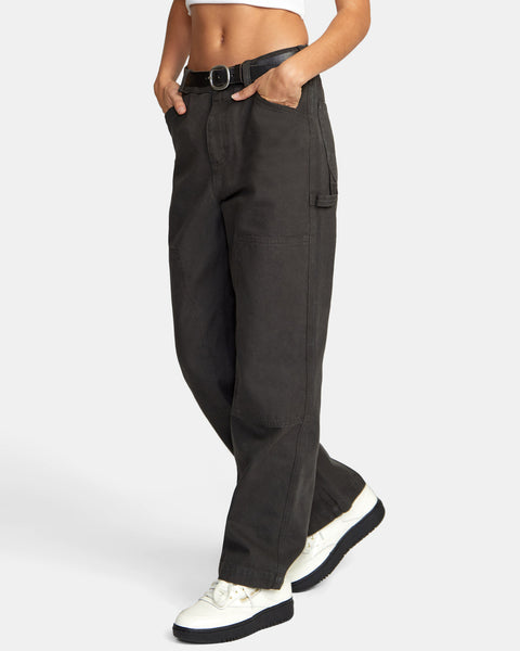 RVCA Stella Maxwell Ballin Chain Women's Trousers 26" SAMPLE Washed Black