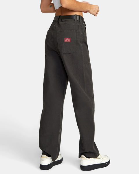 RVCA Stella Maxwell Ballin Chain Women's Trousers 26" SAMPLE Washed Black