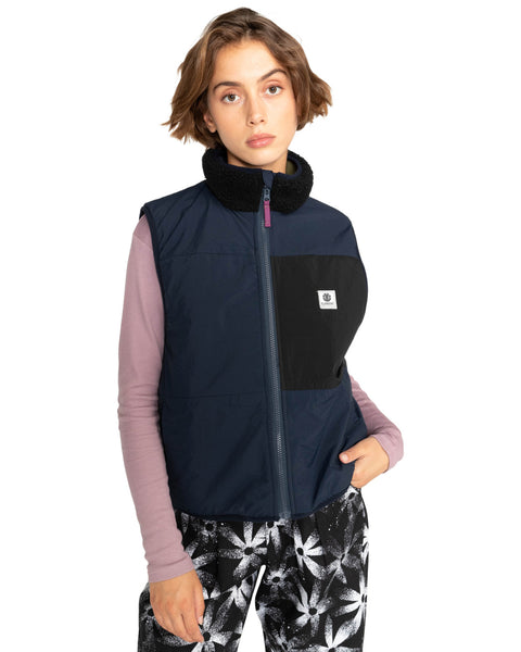 Element Wolfboro Womens Reversible Lake Zip Up Sherpa Vest Gilet Small F3WAA7
