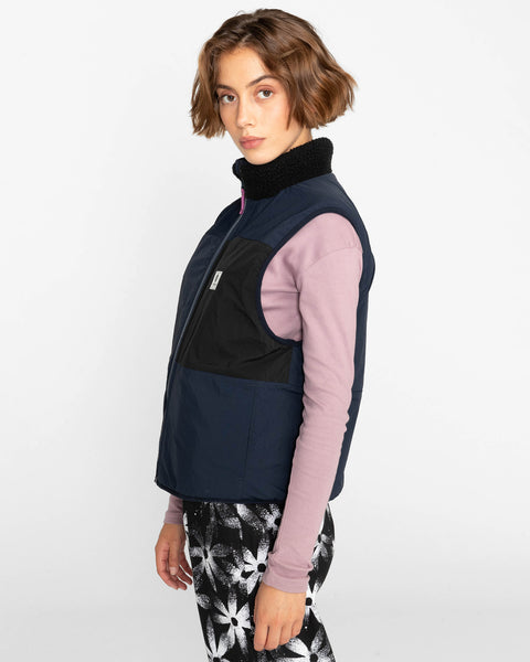 Element Wolfboro Womens Reversible Lake Zip Up Sherpa Vest Gilet Small F3WAA7