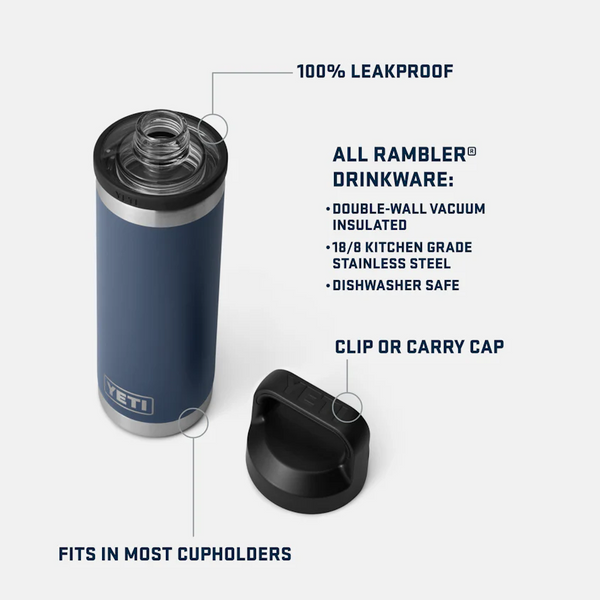 Yeti Rambler Bottle Insulated Drink Black 18oz
