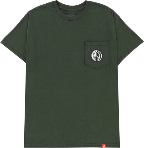 Spitfire tee shirt pocket Yin Yang Forest Green/Black/White