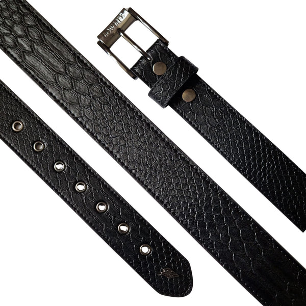 Lowlife leather belt Snakeskin Black