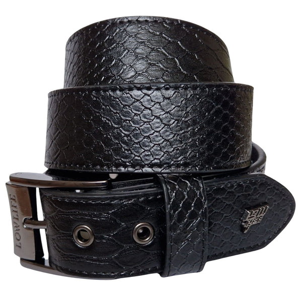 Lowlife leather belt Snakeskin Black