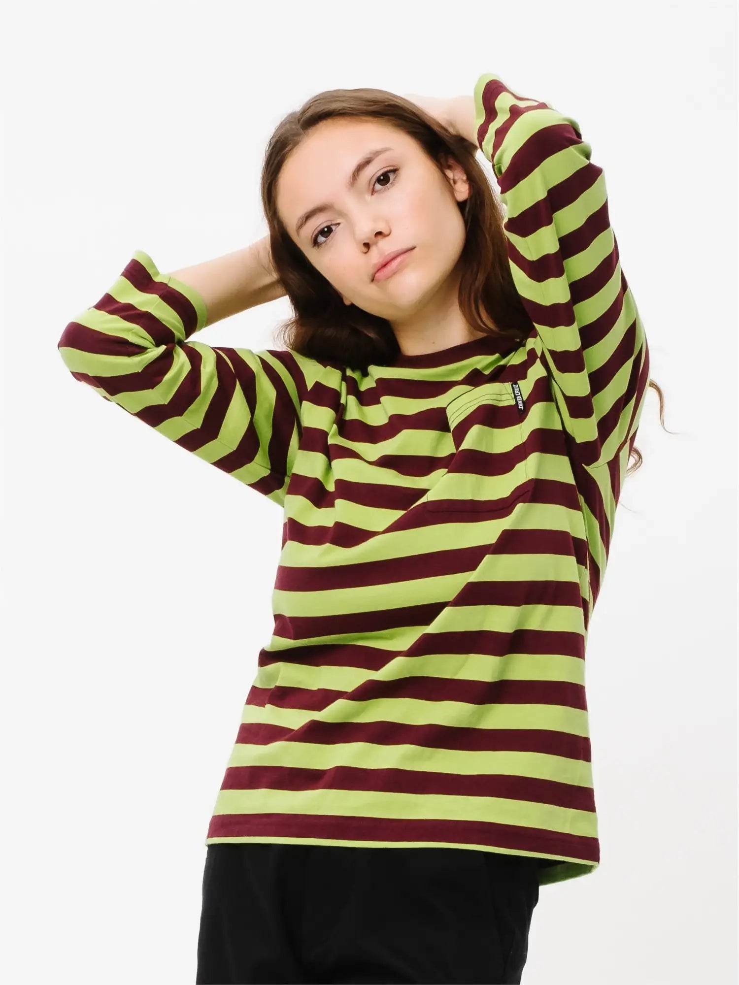 Santa Cruz Classic Strip Pocket Long Sleeve Womens 8 T-shirt Sample 50% Off