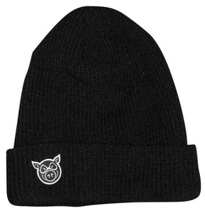 Pig Wheels Pig Head Wharf Beanie Black