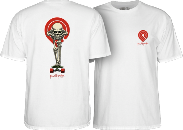 Powell Peralta Short sleeves tee shirt Tucking Skeleton White