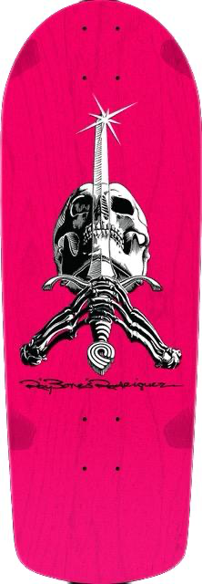 Powell Peralta Ray Rodriguez OG Skull & Sword Reissue Skateboard Deck Pink 10 x 28.25