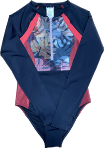 Roxy Fitness Long Sleeve Swimsuit Printed Black Camo Small Sample 50% Off SERJWR03525