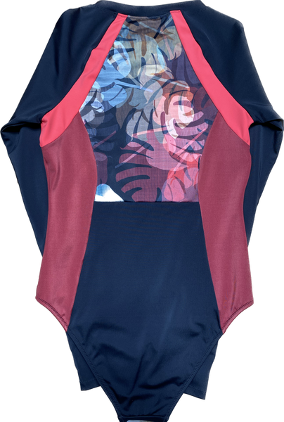 Roxy Fitness Long Sleeve Swimsuit Printed Black Camo Small Sample 50% Off SERJWR03525