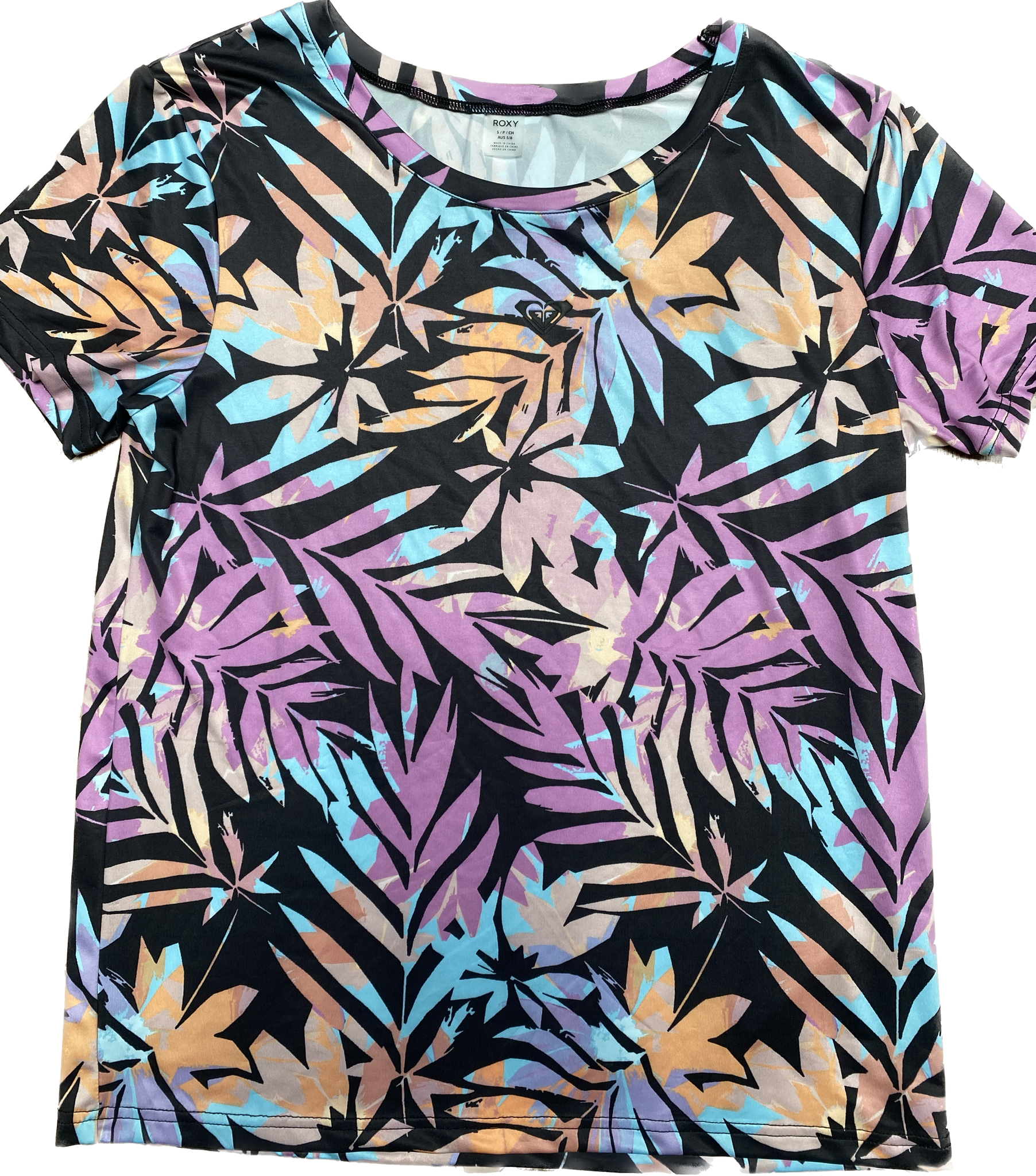 Roxy Active Multicolour Patterned Tee Small Sample 50% Off SERJK04007