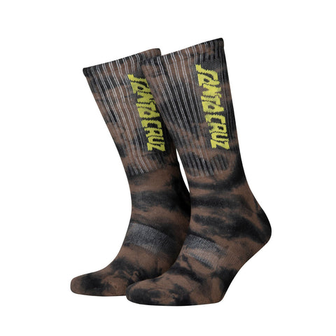 Santa Cruz Socks Step Strip Black Brown Tie Dye
