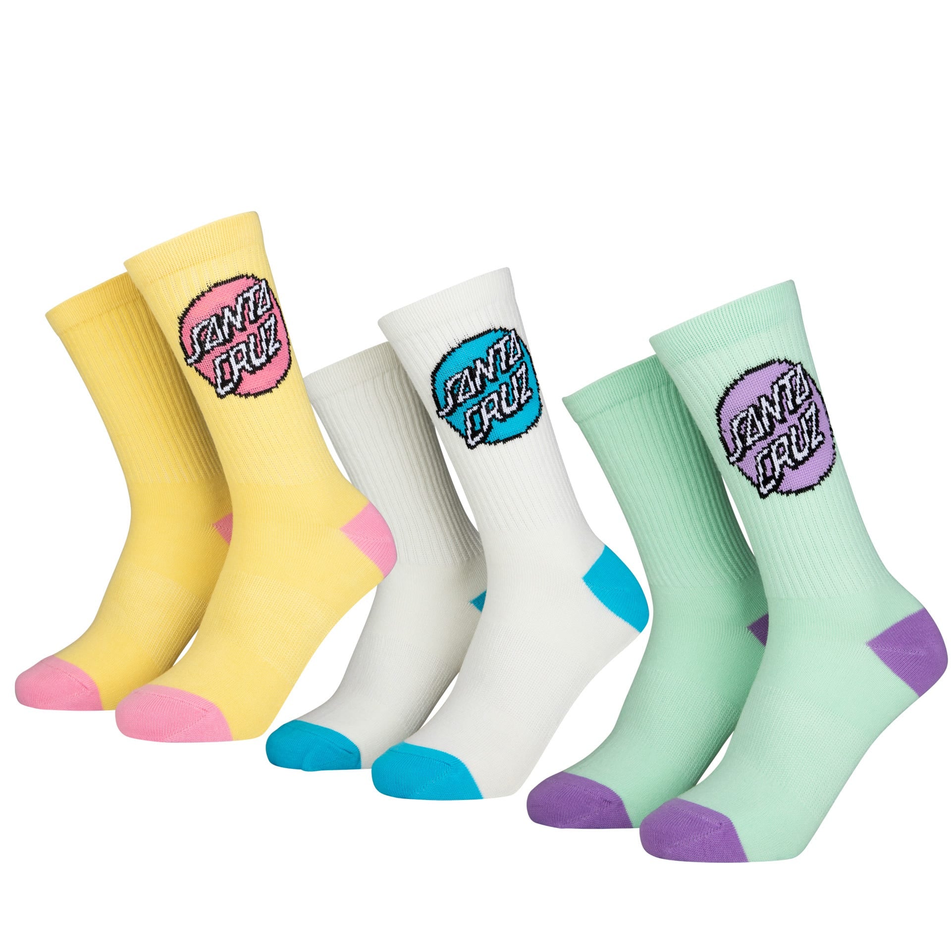 Santa Cruz Womens Socks Pop Dot (3 pack) Assorted Size 4-7UK