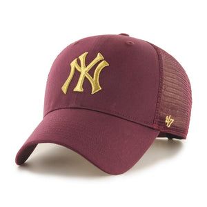 '47 MLB New York Yankees Branson Metallic MVP Maroon Trucker Cap