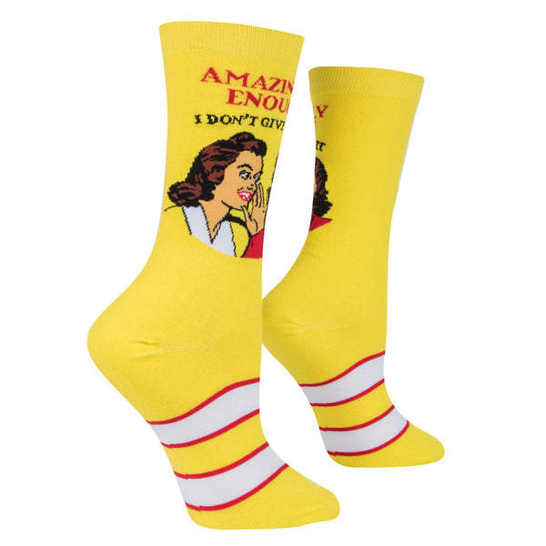 Cool Socks IDGAS Crew Socks Womens Size US 5-10 Yellow 10781WCNCF