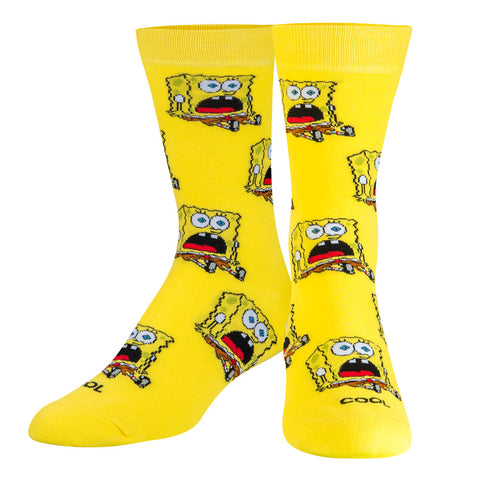 Cool Socks Surprised Bob Mens Crew Socks Yellow Size UK 7-11