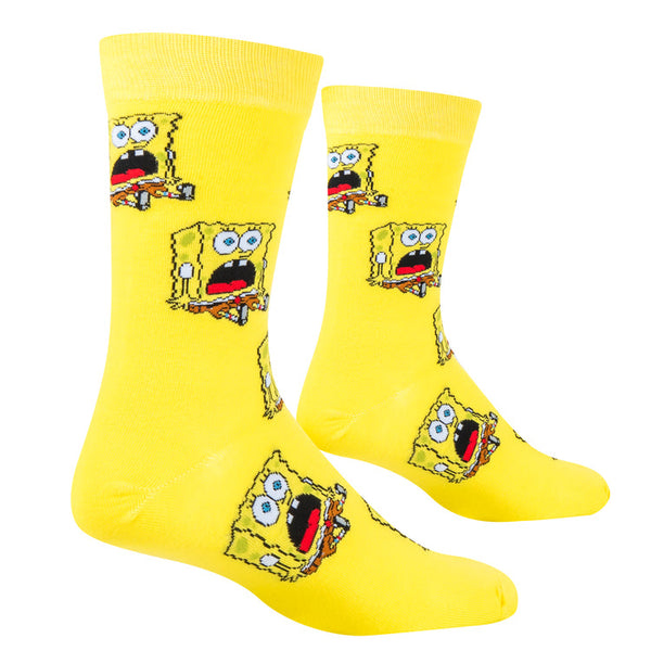 Cool Socks Surprised Bob Mens Crew Socks Yellow Size UK 7-11