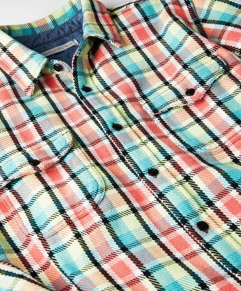 Outerknown Blanket Shirt Bright Coral Pallisades Plaid 1310023W-BCX