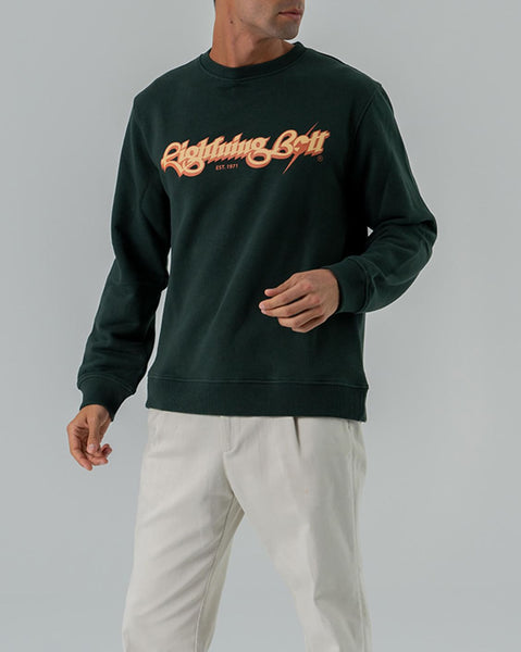 Lightning Bolt - Script Fleece Crew Green - 20SMASWE013