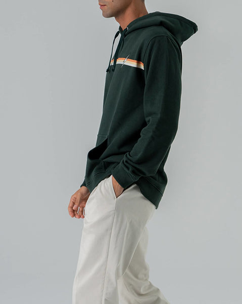 Lightning Bolt Stripe Fleece Hoodie Green 20SMASWH003