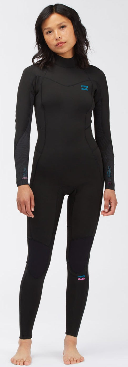 Billabong Women’s 3/2mm Synergy Back Zip Wetsuit Black Palms C43G52BIP2