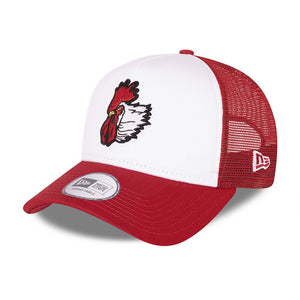 New Era Port City Roosters MILB A Frame Trucker Cap Red 60137642