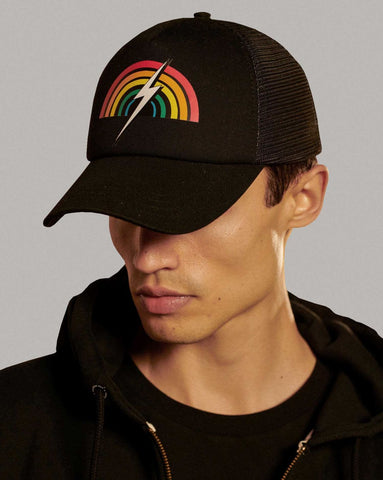 Lightning Bolt Rainbow Print Trucker Cap Black 99AMACAP010K010 Moonless Night