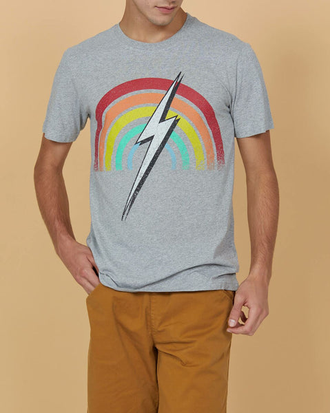 Lightning Bolt Mens Rainbow S/S Eco T-Shirt Grey