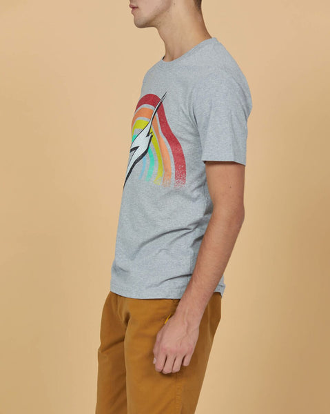 Lightning Bolt Mens Rainbow S/S Eco T-Shirt Grey