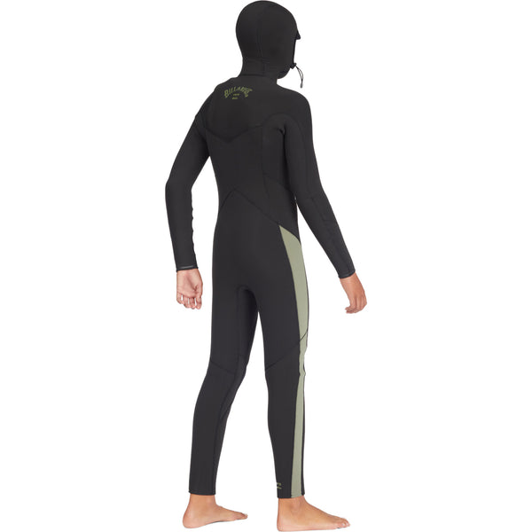 Billabong 5/4mm Absolute Chest Zip Boys Wetsuit Hooded Military Black F45B36