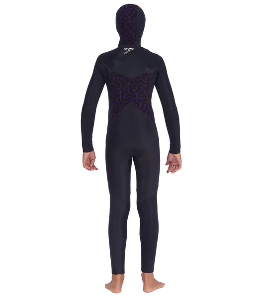 Billabong 5/4mm Absolute Chest Zip Boys Wetsuit Hooded Military Black F45B36