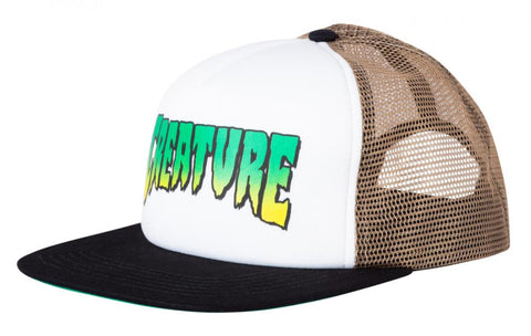 Creature Logo Mesh Snapback Cap Adult Fit all White/Tan/Black  CRE-CAP-2096