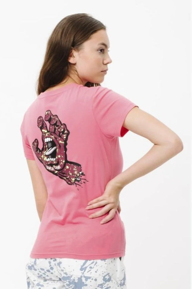 Santa Cruz Speckled Hand T-Shirt Pink Lemonade Size 8 SCW-T1302 Sample 50% Off
