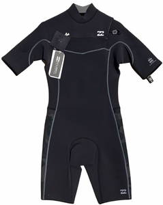 Billabong Men's 2/2 Revolution Pro Short Sleeve Chest Zip Medium Antique Black S42M52 Sample RRP£180
