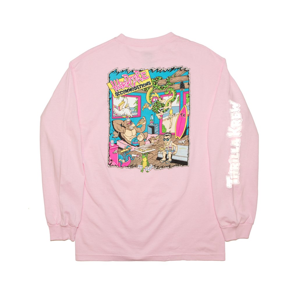 Thrilla Krew Hardcore Accommodations Men LS T-Shirt Pink