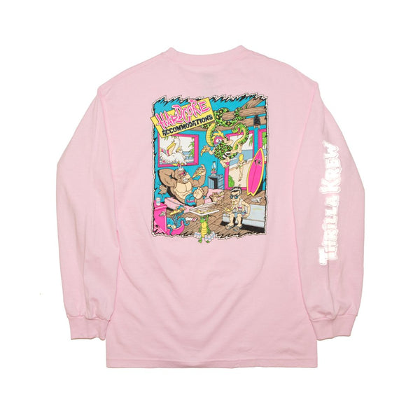 Thrilla Krew Hardcore Accommodations Men LS T-Shirt Pink