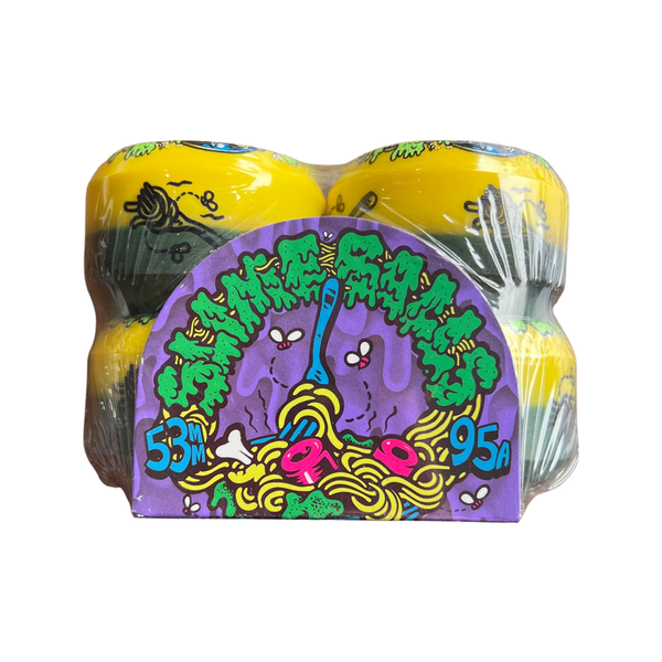 Santa Cruz Slime Balls Skateboard Wheels (pack of 4) Double Take Cafe Vomit Mini 95 Yellow/Black 53mm SLM-SKW-0124