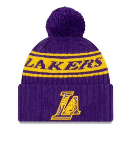 New Era LA Lakers NBA21 Draft Edition Pom Knit Beanie Hat 60143874