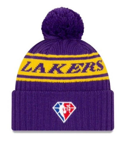 New Era LA Lakers NBA21 Draft Edition Pom Knit Beanie Hat 60143874