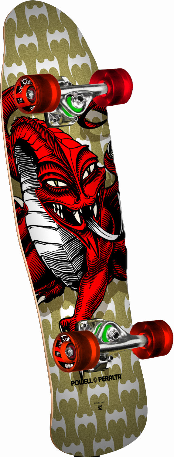 Powell Peralta Mini Cab Dragon Complete Skateboard Gold 8" X 29.5" POW-COM-0369