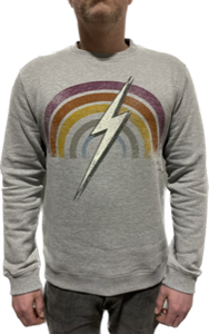 Lightning Bolt Rainbow Crew Sweater Heather Grey 99AMASWE008S1900