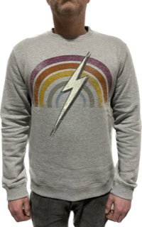 Lightning Bolt Rainbow Crew Sweater Heather Grey 99AMASWE008S1900