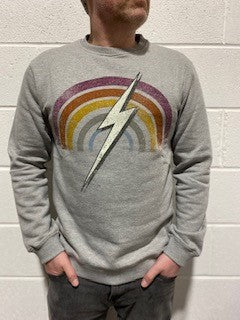 Lightning Bolt Rainbow Crew Sweater Heather Grey 99AMASWE008S1900