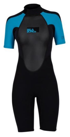 Billabong Women's Launch 2mm BZ Shorty Wetsuit- Turquoise - S42G03-TUR