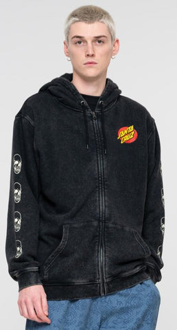 Santa Cruz Zip Hoody Street Creep Hand Black Acid Wash SCA-HDZ-039