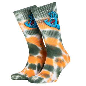 Santa Cruz Screaming Hand Socks Tie Dye Black Orange Green Adult UK8-11