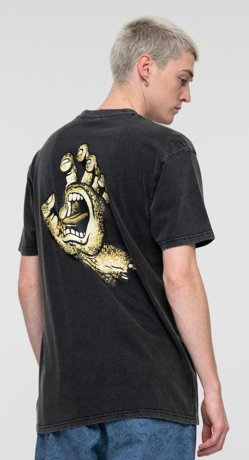 Santa Cruz Mens T-Shirt Street Creep Hand Black Acid Wash SCA-TEE-844